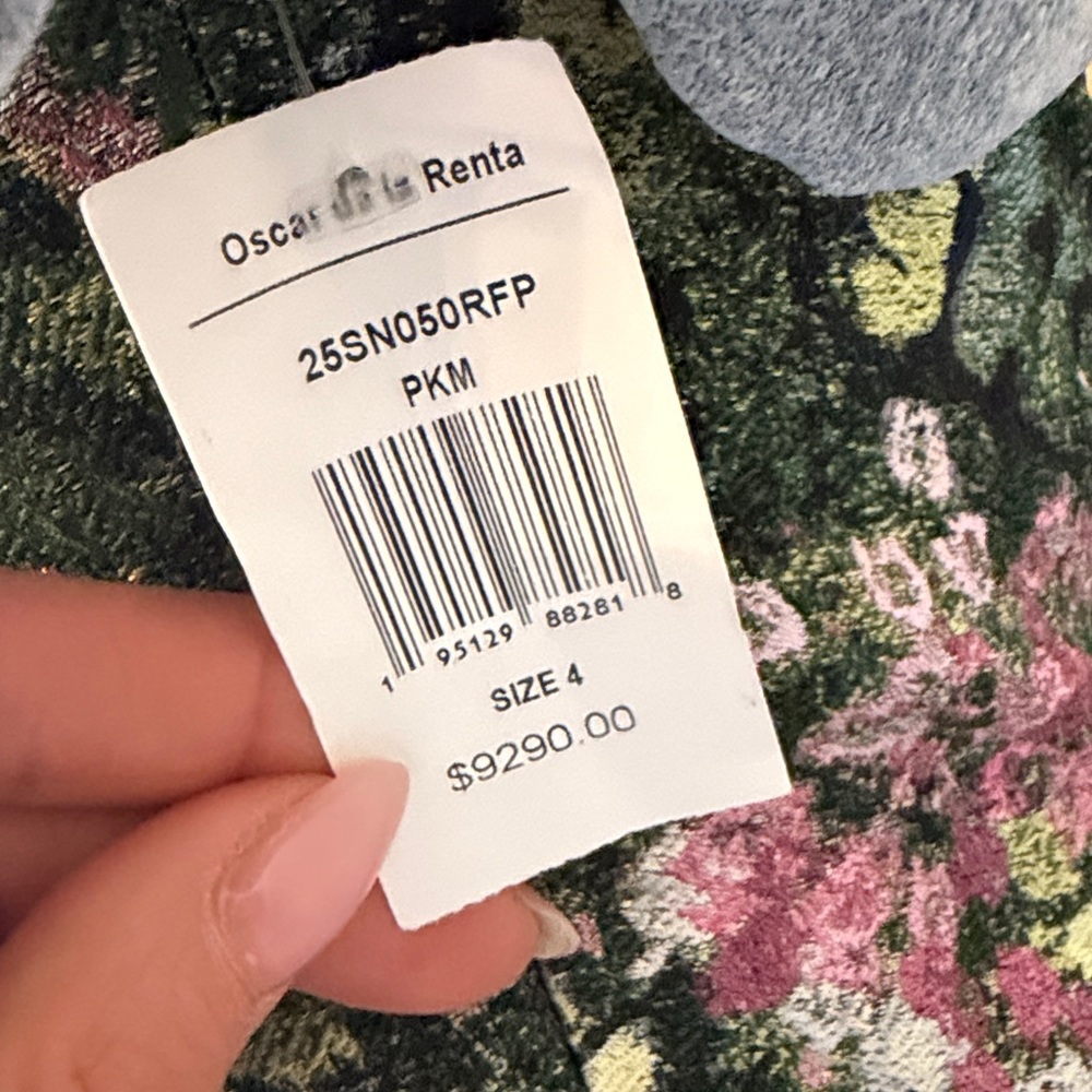 Oscar de la Renta Off-Shoulder Floral Maxi Dress in Black, Pink, Green - Picture 3 of 16